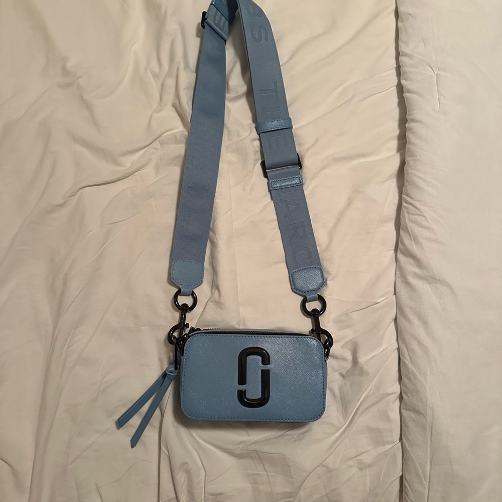 Marc Jacobs Powder Blue Crossbody Camera Bag with Wide Strap